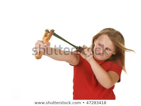 白のパチンコを持ついたずらな少女 ストックフォト © clearviewstock