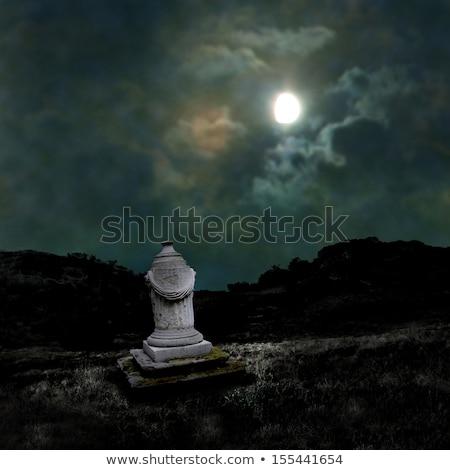 Stockfoto: Ominous Dark Night In The Dim Moonlight On Halloween