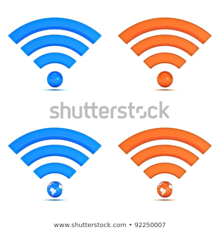 Stockfoto: Orange Wi Fi Symbol On Blue Background