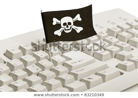 Foto stock: Andera · pirata · y · teclado · de · computadora