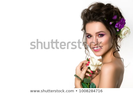 Stok fotoğraf: Young Woman Posing With Pink Cloves