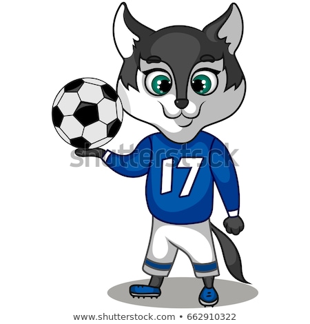 Imagine de stoc: Cartoon Wolf Soccer