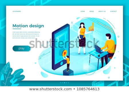 [[stock_photo]]: Isometric Flat Vector Landing Page Template For Motion Design Studio