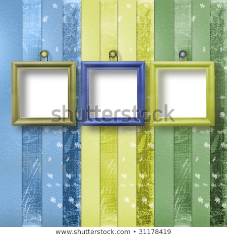 [[stock_photo]]: Three Wooden Frameworks For Portraiture On The Striped Backgroun