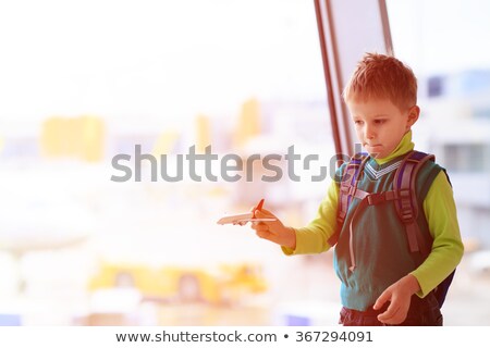 Stock fotó: Little Boy In Airport Terminal