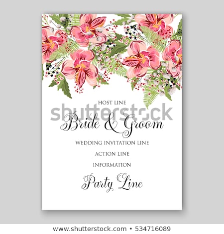 Stok fotoğraf: Lily Flowers Card Background Vector Watercolor Floral Wedding Decors