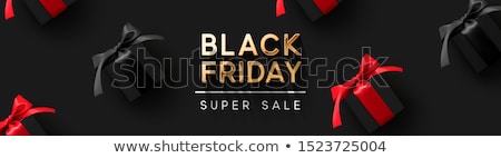 Foto d'archivio: Black Friday Super Sale Black Gift Box On Dark Background Design 2020 Vector Illustration