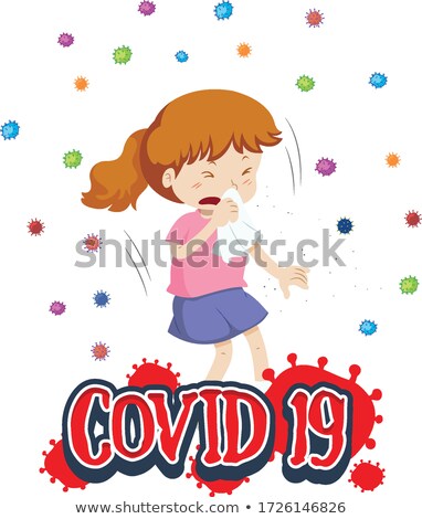 Zdjęcia stock: Poster Design For Coronavirus Theme With Girl Coughing