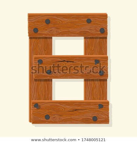 Zdjęcia stock: Wood Number Wooden Plank Numeric Font Held With Nails Vector