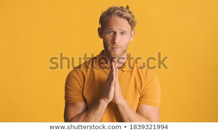 Foto stock: Bearded Man Showing Please Pray Gesture