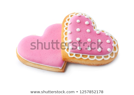 Foto stock: Heart Shaped Cookies On White