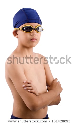 Foto stock: Swimmer Boy Wearing Goggles