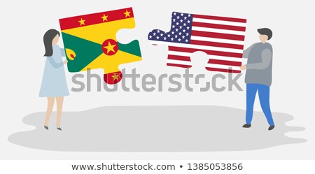 Zdjęcia stock: Usa And Grenada Flags In Puzzle