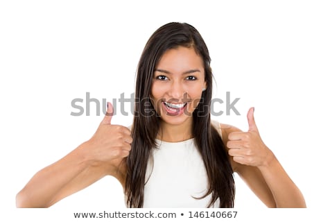 Foto stock: Beautiful Indian Teenage Girl With Thumbs Up Sign