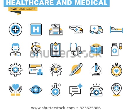 Stok fotoğraf: Flat Icon Of Nurse And Medical Equipment And Objects