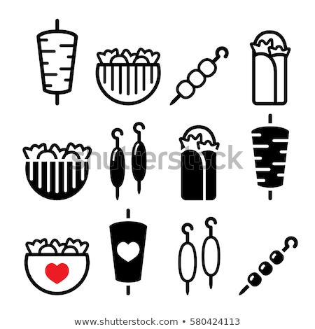 Doner Kebab Vector Icons Kebab In Wrap Or Pita Bread Shish And Adana Kebab Skewers Design Set Zdjęcia stock © RedKoala