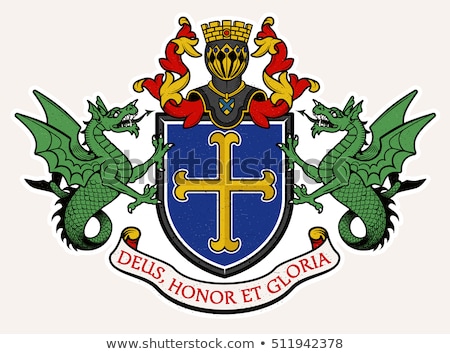 [[stock_photo]]: Dragon Crest Heraldic Coat Of Arms Shield Emblem