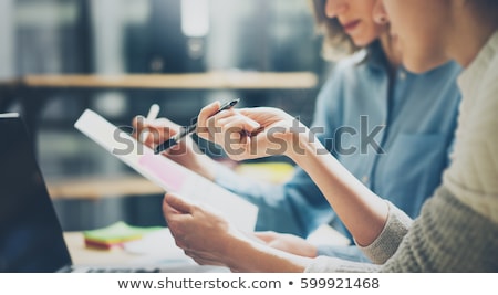 Foto stock: Business People Work Together With Laptop And Tablet Concept Of Teamwork And Startup