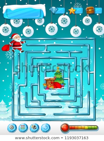 Foto stock: Santa Claus Maze Game Template