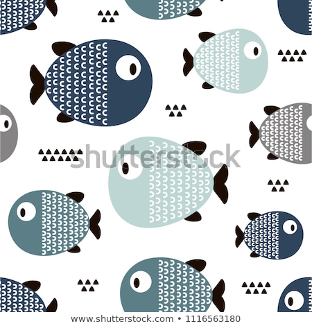 Zdjęcia stock: Vector Seamless Pattern With Colorful Abstract Fish Undersea World Aquarium Wrapping Paper Packa