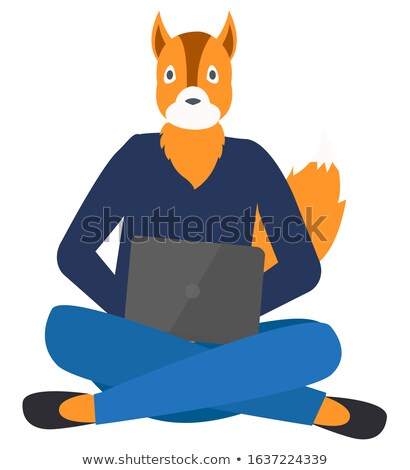 ストックフォト: Working Freelancer Hipster Animal Fox Isolated