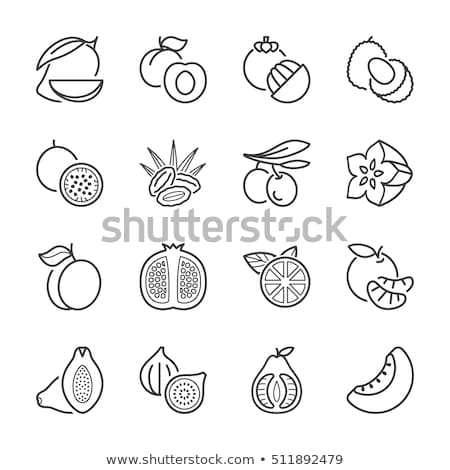 Foto stock: Mangosteen And Pomelo Lychee Mango Set Vector