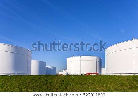 Stock photo: White Tanks In Tank Farm With Blue Sky