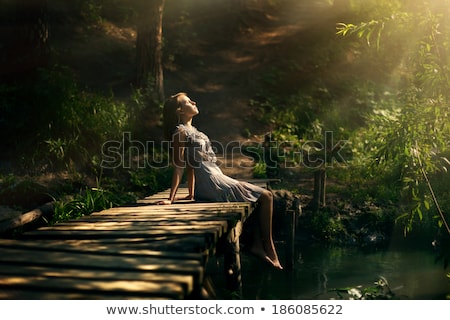 Foto stock: Beauty Portrait Of Brunette Young Girl Forest