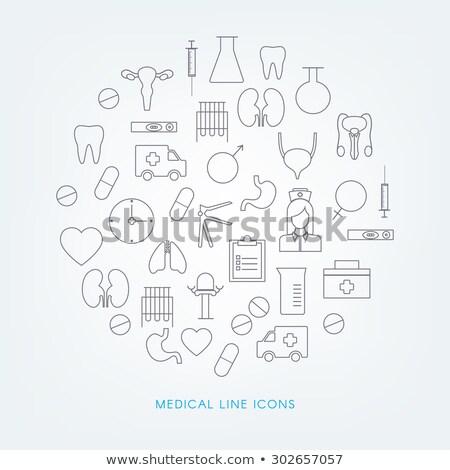 Foto stock: Round Blue Vector Icon For Gynecology Chair