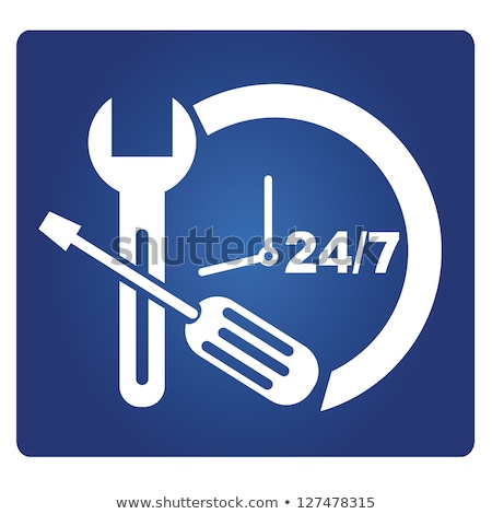 Сток-фото: 24 Hours Service Blue Vector Icon Design