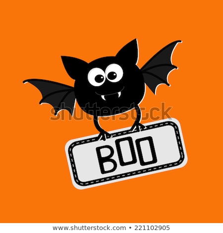 Stock foto: Happy Halloween Card Background Flat Design Vector Illustration Kids Text