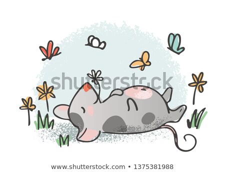 Foto stock: Rat Mouse As Symbol For Year 2020 By Chinese Traditional Horoscope With Grass