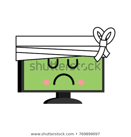 Sick Computer Sore Pc Emoji Monitor In Bandage Vector Illustr Сток-фото © MaryValery