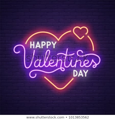 Stock fotó: Happy Valentines Day Neon Set