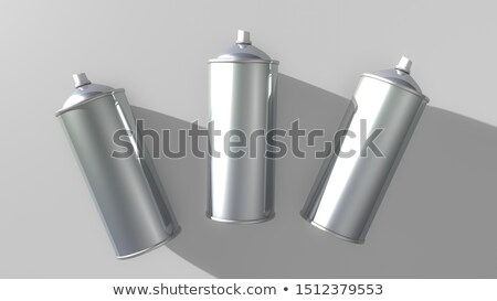 Foto stock: Three Paint Spray Cans With White Labels 3d Rendering