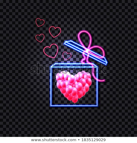 ストックフォト: Gift Box Neon Light Vector Happy Valentine Day Romantic Templat