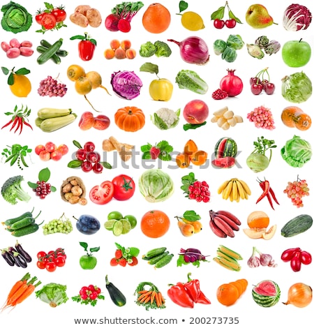 Zdjęcia stock: Set Of Fruits Vegetables And Berries Isolated Objects On White