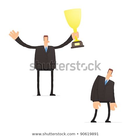 Stock foto: Funny Cartoon Businessman Celebrates Victory