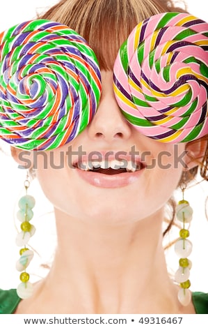 Stock photo: Two Smiling Girls With Candy Isolated