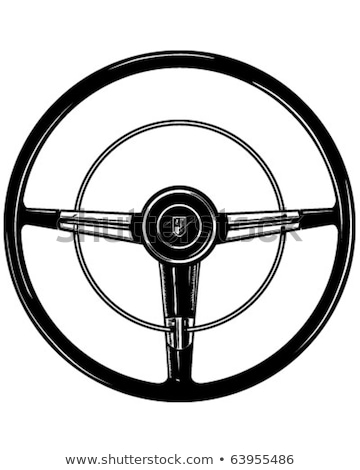 Foto d'archivio: Steering Wheel Of A Vintage Car
