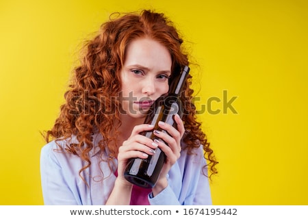 ストックフォト: Sad Woman With Glass Of Brandy