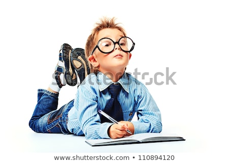 ストックフォト: Serious Kid On White Background