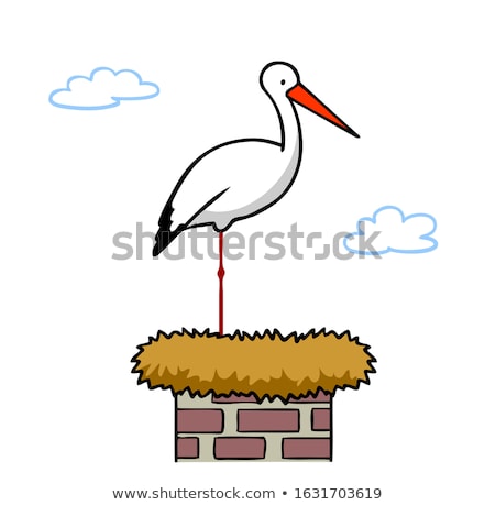 Foto stock: Stork On The Chimney