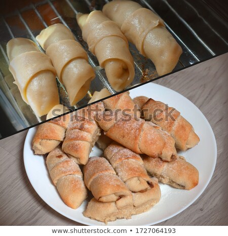 Stockfoto: Croissant Before And After Baking