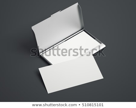 Stock fotó: Silver Case With White Blank Business Cards 3d Rendering