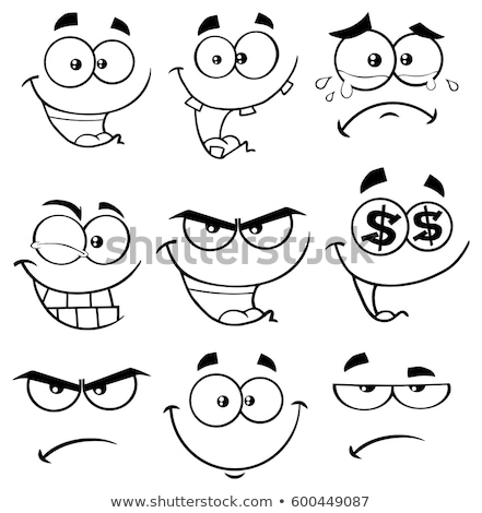 Stockfoto: Black And White Cartoon Funny Face With Dollar Eyes And Smiling Expression