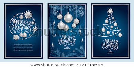 Stockfoto: Merry Christmas Greeting Text Spruce Fir New Year