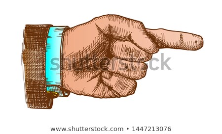 Foto stock: Male Hand Make Gesture Forefinger Vintage Vector
