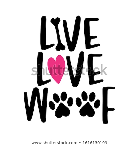 [[stock_photo]]: Woof - Word With Dog Footprint