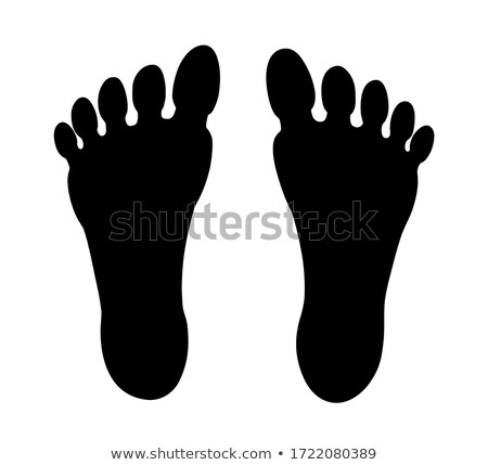 ストックフォト: Human Feet Black Silhouette Symbol Footprint With Toes Traveler Man Boot Steps Tracking Vector I